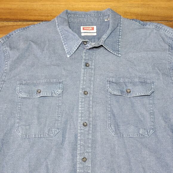 Wrangler Blue Denim LS Full Button Shirt - Size 2XL - Picture 2 of 5